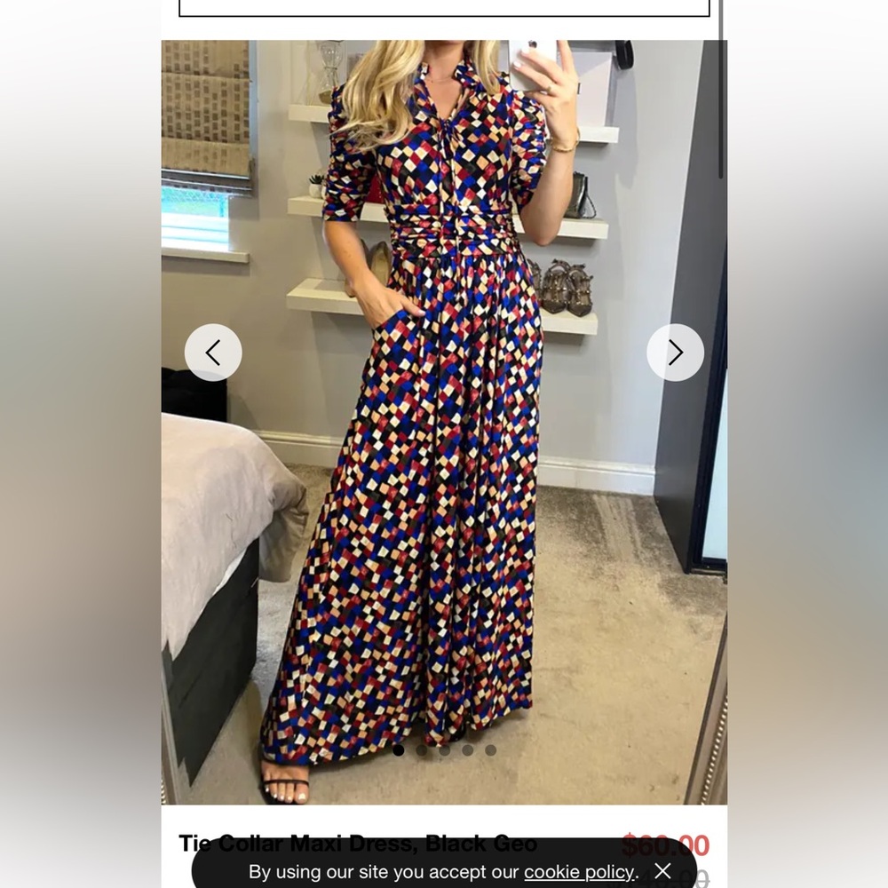 Jolie Moi SilkFred Geo Print Maxi Dress